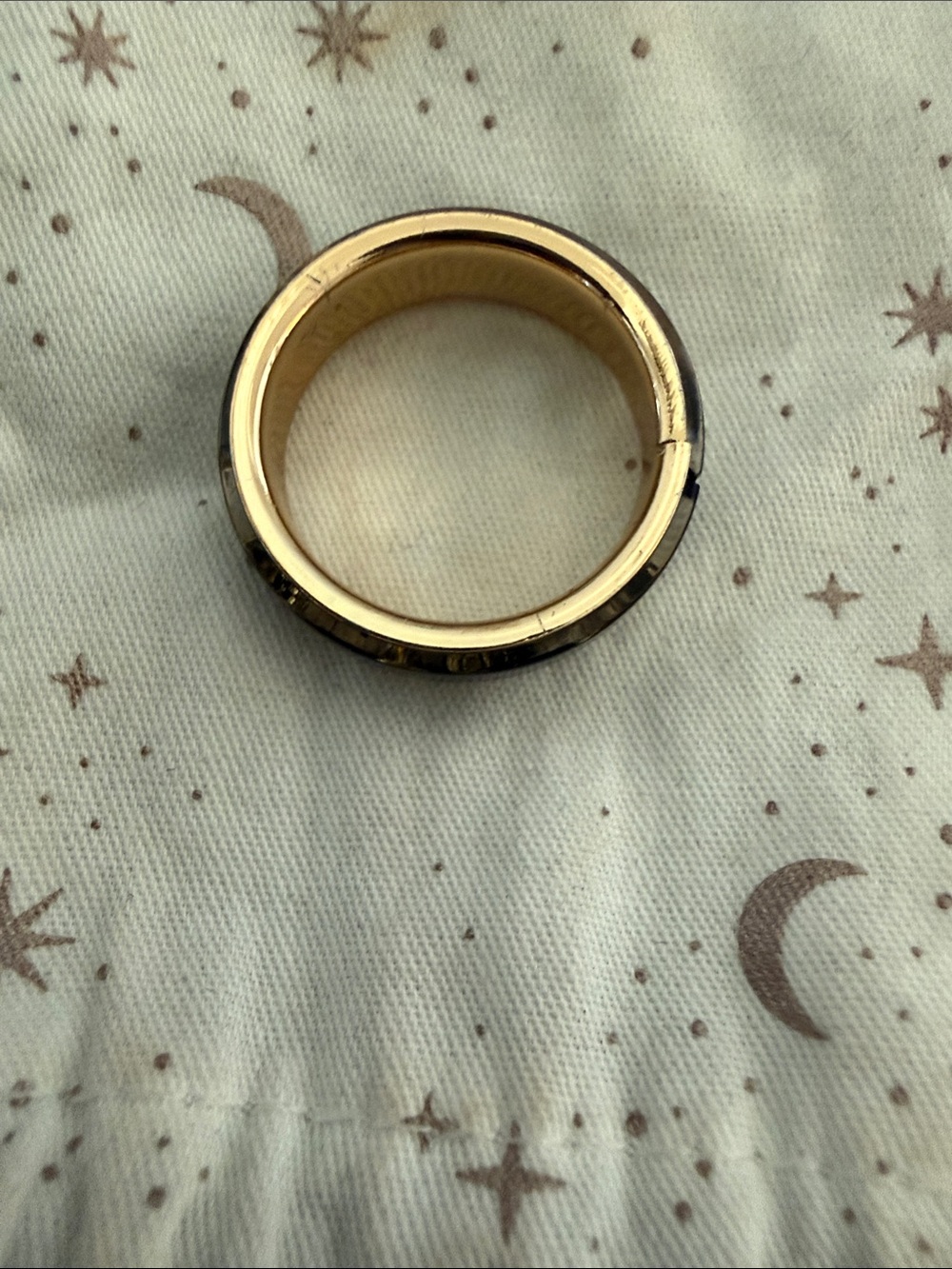 Black Resin & Gold-Tone Women’s Band Ring